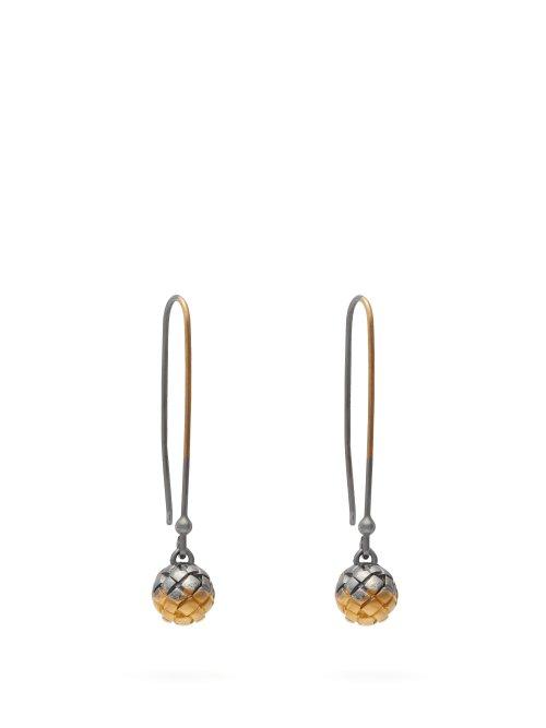 Matchesfashion.com Bottega Veneta - Intrecciato Drop Earrings - Womens - Gold