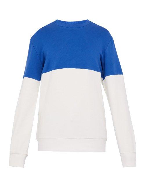 Matchesfashion.com Everest Isles - Colour Block Cotton Sweatshirt - Mens - Blue Multi
