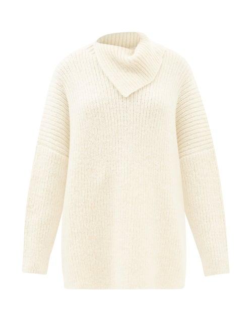 Lauren Manoogian - Slit Roll-neck Ribbed-knit Longline Sweater - Womens - Ivory
