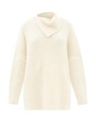 Lauren Manoogian - Slit Roll-neck Ribbed-knit Longline Sweater - Womens - Ivory