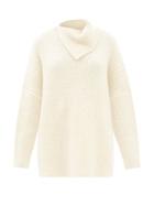 Lauren Manoogian - Slit Roll-neck Ribbed-knit Longline Sweater - Womens - Ivory