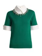 Matchesfashion.com Mary Katrantzou - Ella Crystal Embellished Wool Sweater - Womens - Green White