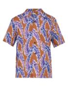 Matchesfashion.com You As - Miles Leaf Print Short Sleeved Twill Shirt - Mens - Purple