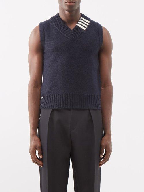 Thom Browne - Wool-blend Sweater Vest - Mens - Navy