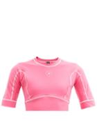 Matchesfashion.com Adidas By Stella Mccartney - Truestrength Recycled-fibre Blend Cropped Top - Womens - Pink