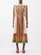 La Doublej - Sundowner Printed-cotton Midi Dress - Womens - Orange Multi