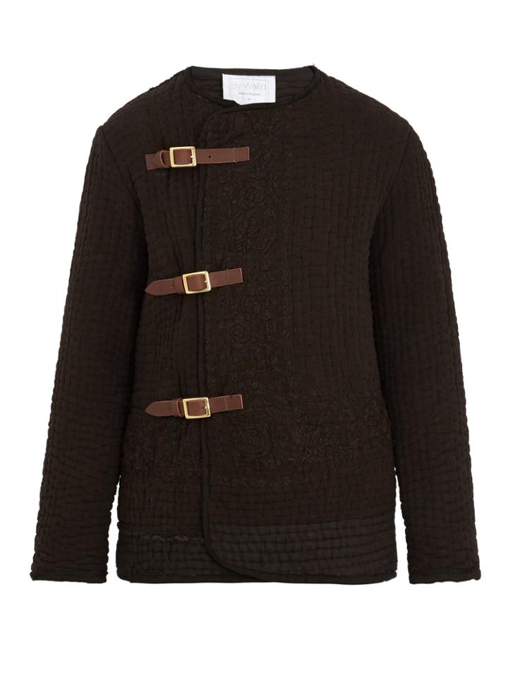 By Walid Fritz Embroidered Waffle-quilted Silk Jacket