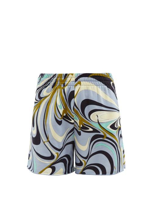 Emilio Pucci - Onde-print Sustainable-jersey Shorts - Womens - Blue Multi