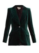 Matchesfashion.com Temperley London - Clove Single Breasted Cotton Blend Velvet Blazer - Womens - Dark Green