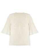 Matchesfashion.com Valentino - Lace Bib Silk Crepe De Chine Top - Womens - Ivory