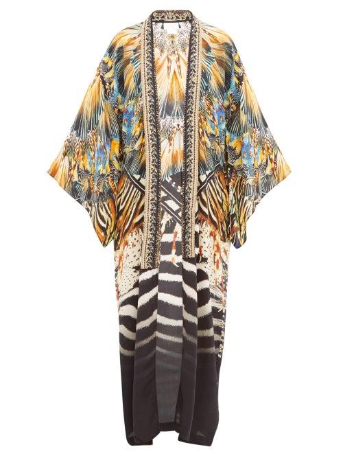 Matchesfashion.com Camilla - Lost Paradise-print Silk Kaftan - Womens - Black Multi