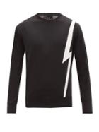 Neil Barrett - Lightning-intarsia Fine Wool Sweater - Mens - Black White