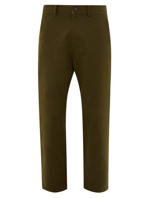 Matchesfashion.com Studio Nicholson - Bill Cropped Cotton Twill Trousers - Mens - Khaki