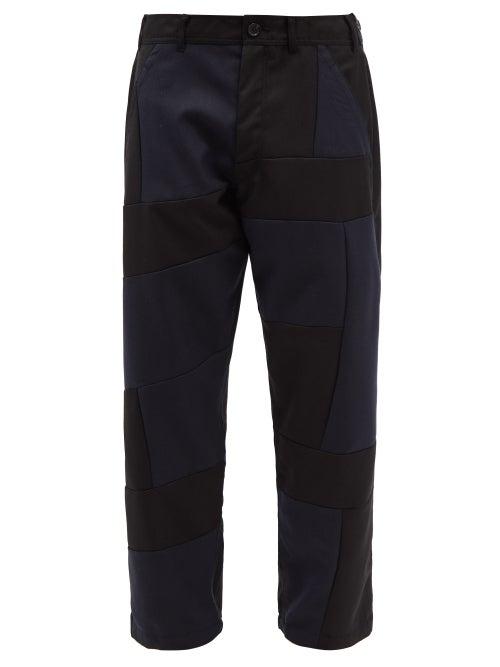Comme Des Garons Shirt - Straight-leg Panelled-gabardine Suit Trousers - Mens - Black Navy