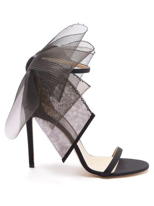 Jimmy Choo - Aveline 100 Asymmetric-bow Satin Sandals - Womens - Black