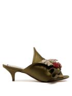 No. 21 Crystal-embellished Kitten-heel Satin Mules