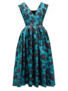 Matchesfashion.com Marques'almeida - Floral-brocade Midi Dress - Womens - Blue Multi