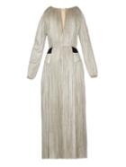 Maria Lucia Hohan Pleated Shoulder-slit Silk-tulle Dress