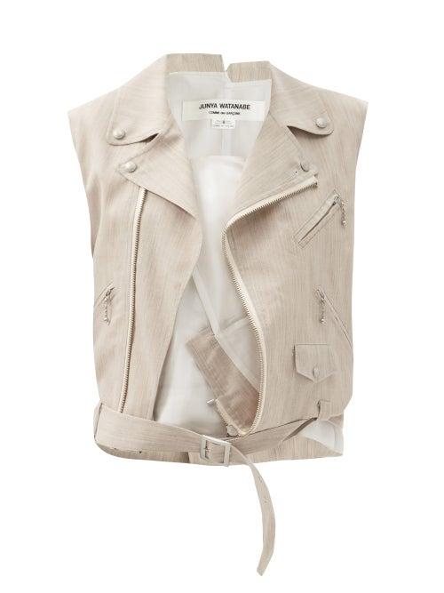 Matchesfashion.com Junya Watanabe - Sleeveless Wool-blend Twill Jacket - Womens - Beige White