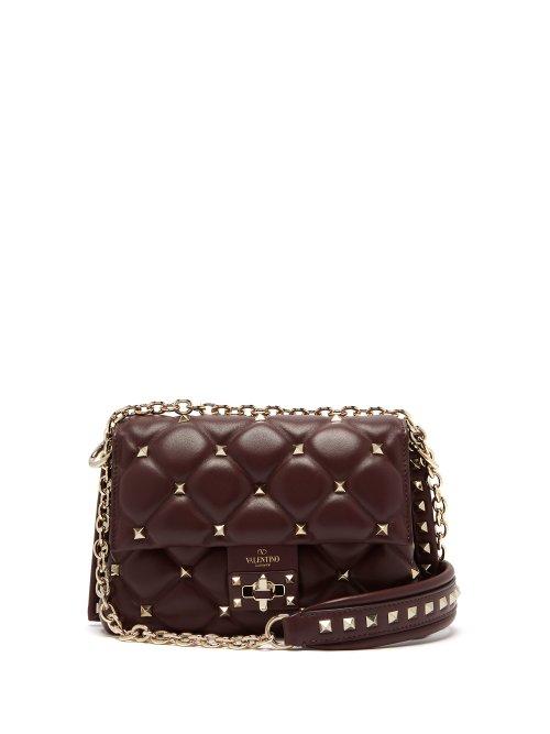 Matchesfashion.com Valentino - Candystud Leather Cross Body Bag - Womens - Burgundy