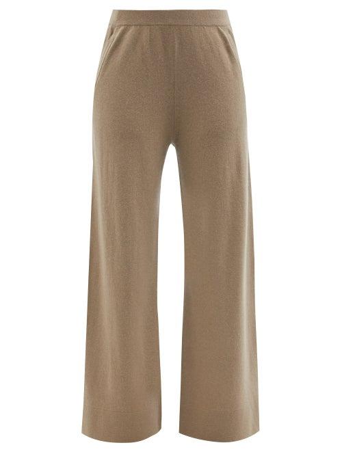 Allude - High-rise Wool-blend Knitted Trousers - Womens - Brown