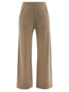 Allude - High-rise Wool-blend Knitted Trousers - Womens - Brown