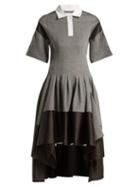 Matchesfashion.com Koch - Short Sleeved Pleated Asymmetric Hem Dress - Womens - Grey
