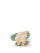 Bottega Veneta - Spiral 18kt Gold-plated Sterling-silver Ring - Womens - Crystal