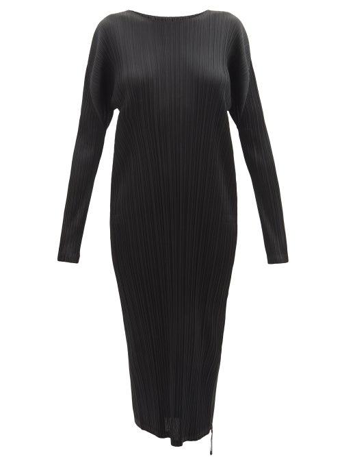 Pleats Please Issey Miyake - Concealed-zip Technical-pleated Midi Dress - Womens - Black