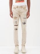 Purple Brand - Heavy Repair Patchworked Distressed Skinny Jeans - Mens - Beige