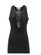 Maximilian - Fringed Cutout Jersey Mini Dress - Womens - Black