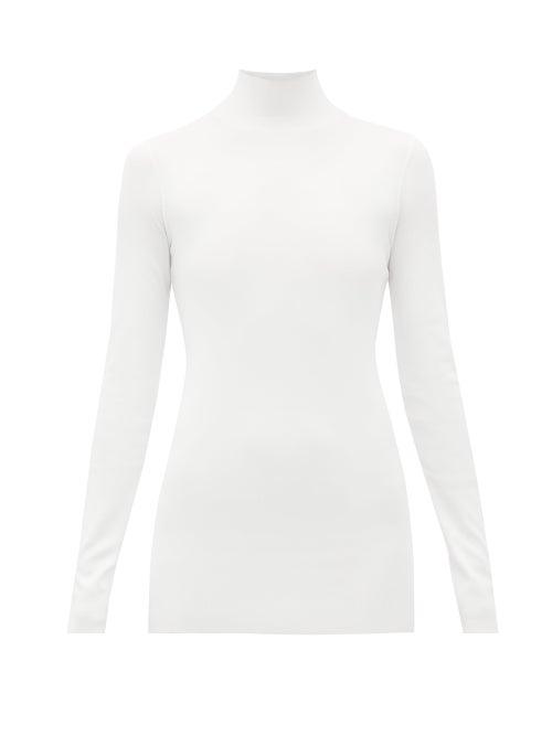Matchesfashion.com Bottega Veneta - High-neck Jersey Sweater - Womens - White