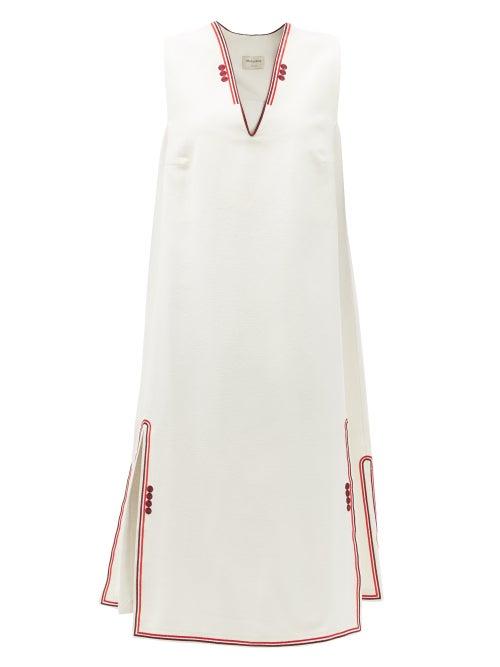Matchesfashion.com Zeus + Dione - Samos Embroidered Silk Dress - Womens - Ivory
