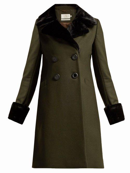 Matchesfashion.com Goat - Giles Faux Fur Trimmed Wool Blend Coat - Womens - Dark Green