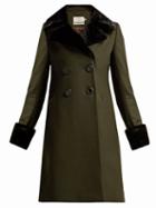 Matchesfashion.com Goat - Giles Faux Fur Trimmed Wool Blend Coat - Womens - Dark Green