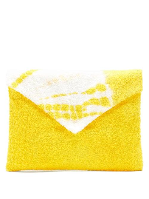 Matchesfashion.com Kilometre Paris - Tie-dye Cotton-terry Envelope Pouch - Womens - Yellow Multi