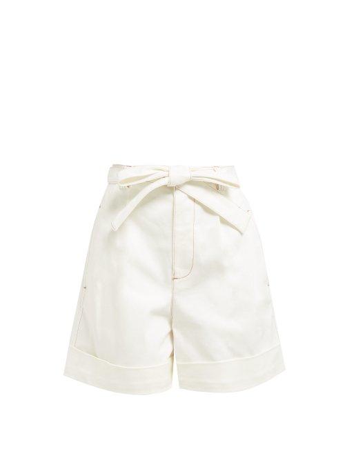 Matchesfashion.com See By Chlo - Belted High Rise Denim Shorts - Womens - Ivory