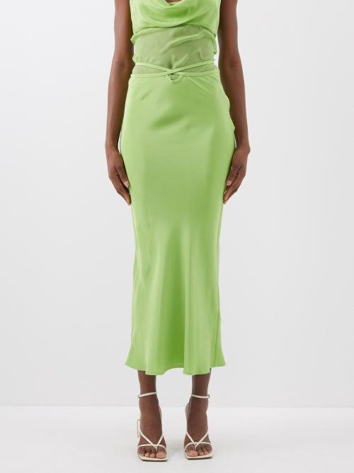 Christopher Esber - Loophole Silk Crepe De Chine Skirt - Womens - Green