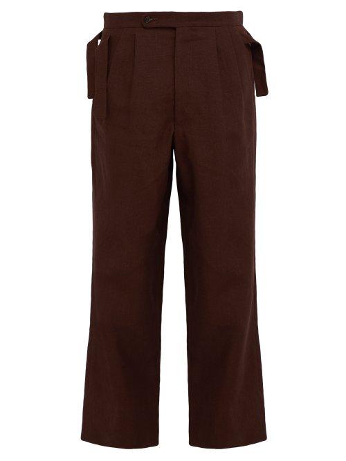 Matchesfashion.com Bode - Straight Leg Linen Trousers - Mens - Brown