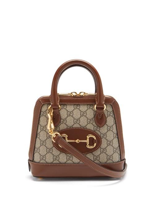 Matchesfashion.com Gucci - 1955 Horsebit Gg Supreme Mini Leather Bag - Womens - Brown Multi