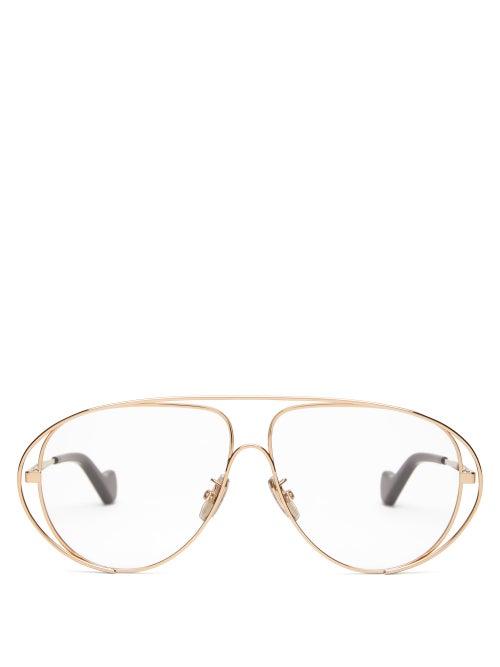 Matchesfashion.com Loewe - Aviator Metal Glasses - Womens - Rose Gold