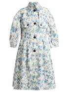 Matchesfashion.com Burberry - China Floral Print Linen Coat - Womens - White Multi
