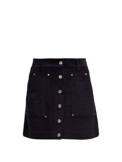 Matchesfashion.com Proenza Schouler Pswl - Corduroy Mini Skirt - Womens - Navy