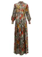 Matchesfashion.com Gucci - Animal Print Silk Shirtdress - Womens - Orange Multi