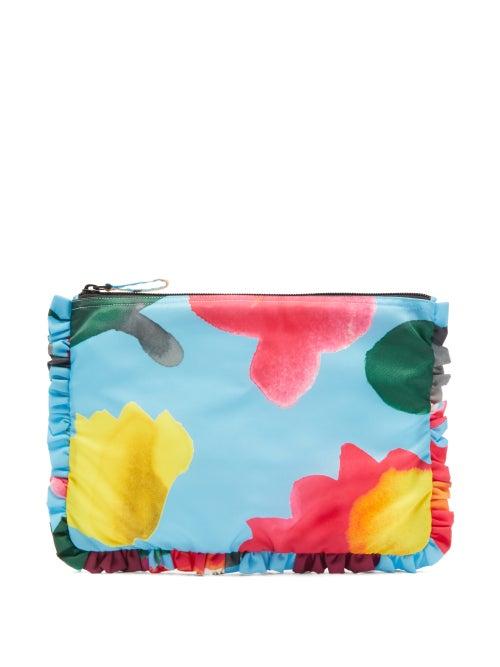 Matchesfashion.com La Doublej - Floral-print Pouch - Womens - Blue Multi