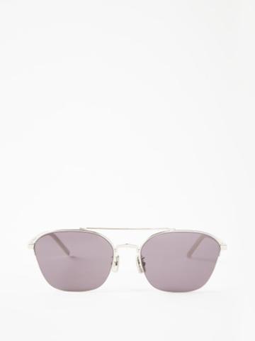 Givenchy Eyewear - Aviator Metal Sunglasses - Mens - Silver Grey