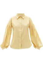 Matchesfashion.com Le Sirenuse, Positano - Tiger Balloon-sleeve Cotton-blend Shirt - Womens - Yellow
