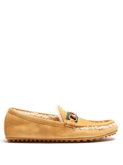 Matchesfashion.com Gucci - Shearling Lined Driving Loafers - Mens - Tan