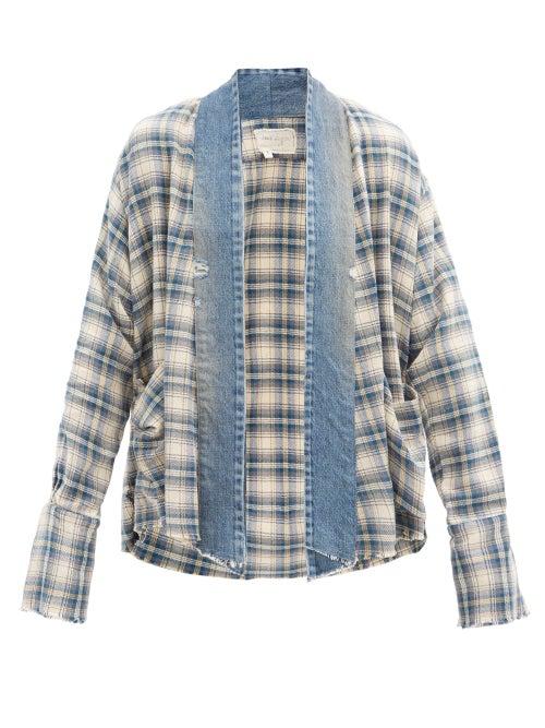 Matchesfashion.com Greg Lauren - Colyton Plaid Cotton-flannel Shirt - Mens - Blue