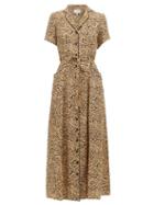 Matchesfashion.com Hvn - Long Maria Tiger Print Silk Dress - Womens - Brown